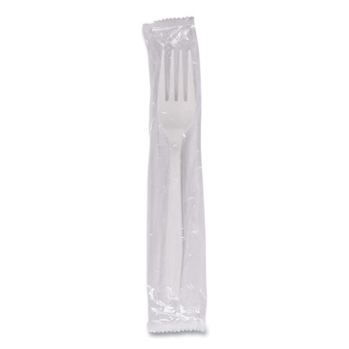 Image of Boardwalk® Heavyweight Wrapped Polypropylene Cutlery, Fork, Plastic, White, 1,000/Carton