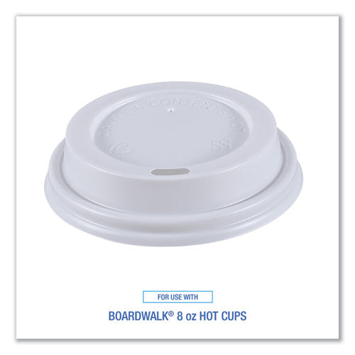 Image of Boardwalk® Hot Cup Lids, Fits 8 oz Hot Cups, Plastic, White, 50/Sleeve, 20 Sleeves/Carton