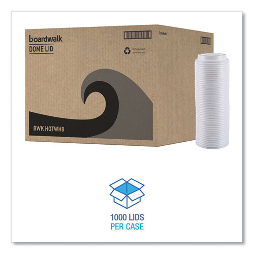 Image of Boardwalk® Hot Cup Lids, Fits 8 oz Hot Cups, Plastic, White, 50/Sleeve, 20 Sleeves/Carton