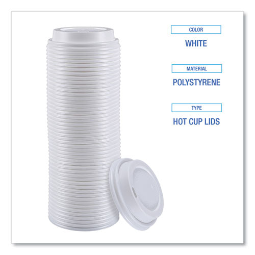 Image of Boardwalk® Hot Cup Lids, Fits 8 oz Hot Cups, Plastic, White, 50/Sleeve, 20 Sleeves/Carton