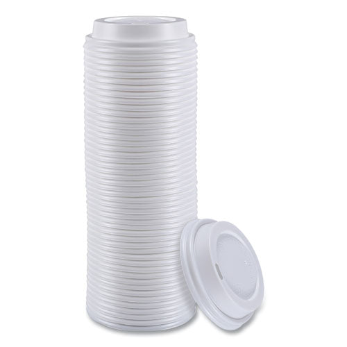 Image of Boardwalk® Hot Cup Lids, Fits 8 oz Hot Cups, Plastic, White, 50/Sleeve, 20 Sleeves/Carton