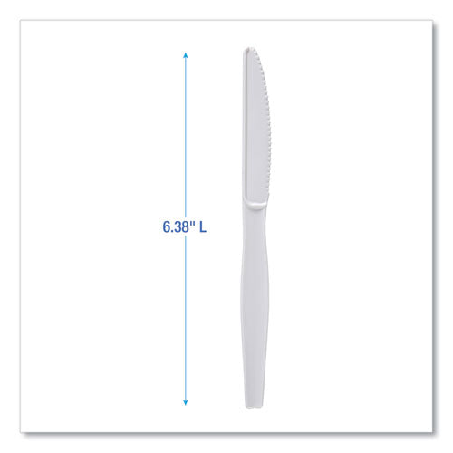 Image of Boardwalk® Heavyweight Polystyrene Cutlery, Knife, Plastic, White, 1,000/Carton