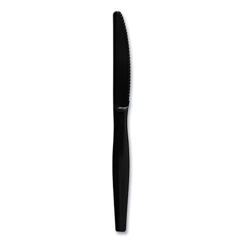 Image of Boardwalk® Heavyweight Polystyrene Cutlery, Knife, Plastic, Black, 1,000/Carton