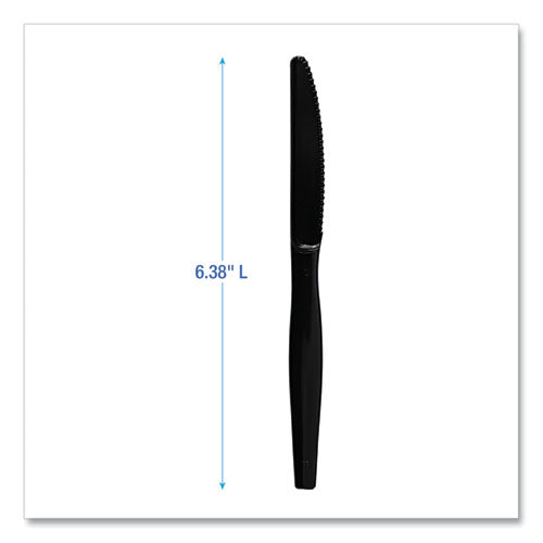 Image of Boardwalk® Heavyweight Polystyrene Cutlery, Knife, Plastic, Black, 1,000/Carton