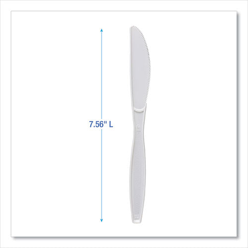 Image of Boardwalk® Heavyweight Polypropylene Cutlery, Knife, Plastic, White, 1,000/Carton