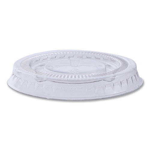 Image of Boardwalk® Souffle/Portion Cup Lids, Fits 1 oz Portion Cups, Plastic, Clear, 2,500/Carton