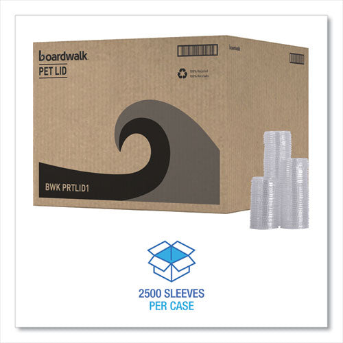 Image of Boardwalk® Souffle/Portion Cup Lids, Fits 1 oz Portion Cups, Plastic, Clear, 2,500/Carton