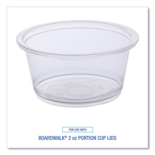 Image of Boardwalk® Souffle/Portion Cups, 2 oz, Plastic, Clear, 125/Sleeve, 20 Sleeves/Carton