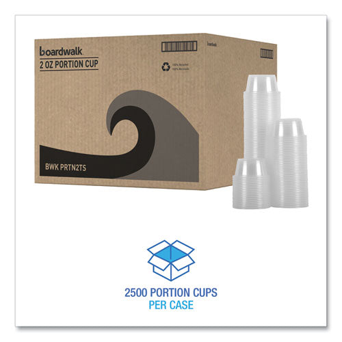 Image of Boardwalk® Souffle/Portion Cups, 2 oz, Plastic, Clear, 125/Sleeve, 20 Sleeves/Carton