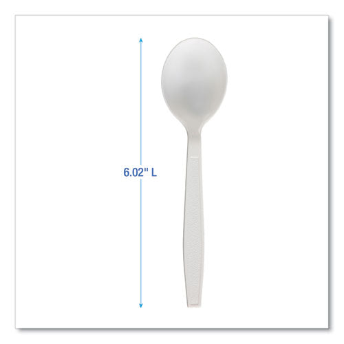 Image of Boardwalk® Heavyweight Polypropylene Cutlery, Soup Spoon, Plastic, White, 1,000/Carton