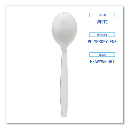 Image of Boardwalk® Heavyweight Polypropylene Cutlery, Soup Spoon, Plastic, White, 1,000/Carton