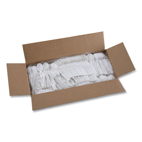 Image of Boardwalk® Heavyweight Polypropylene Cutlery, Soup Spoon, Plastic, White, 1,000/Carton