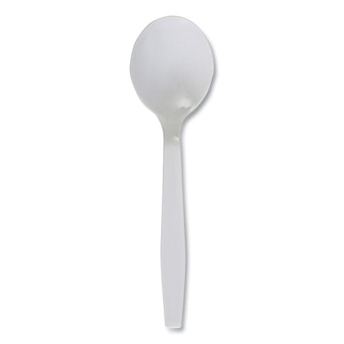 Image of Boardwalk® Mediumweight Polystyrene Cutlery, Soup Spoon, Plastic, White, 1,000/Carton