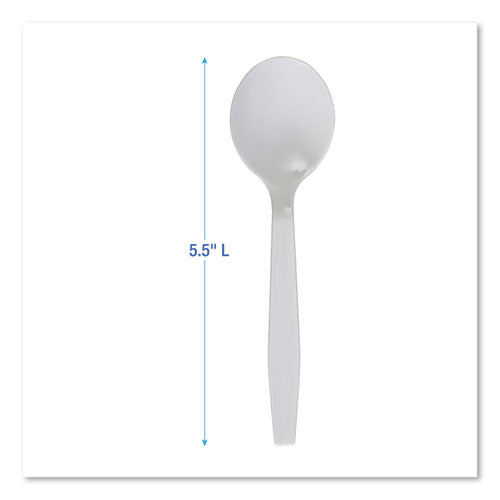 Image of Boardwalk® Mediumweight Polystyrene Cutlery, Soup Spoon, Plastic, White, 1,000/Carton