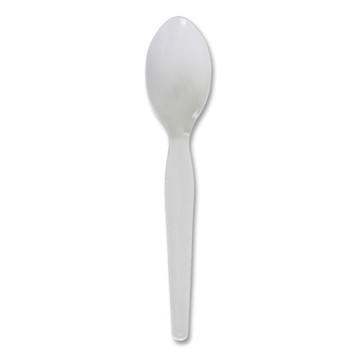 Image of Boardwalk® Heavyweight Polystyrene Cutlery, Spoon, Plastic, White, 1,000/Carton