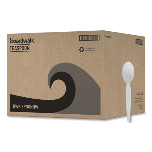 Image of Boardwalk® Heavyweight Polystyrene Cutlery, Spoon, Plastic, White, 1,000/Carton