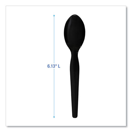 Image of Boardwalk® Heavyweight Polystyrene Cutlery, Spoon, Plastic, Black, 1,000/Carton