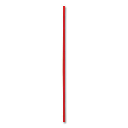 Image of Boardwalk® Single-Tube Stir-Straws,5.25", Polypropylene, Red, 1,000/pack, 10 Packs/carton