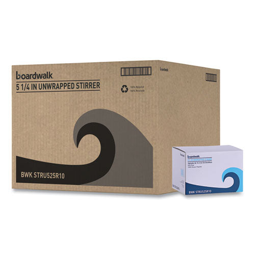 Image of Boardwalk® Single-Tube Stir-Straws,5.25", Polypropylene, Red, 1,000/pack, 10 Packs/carton