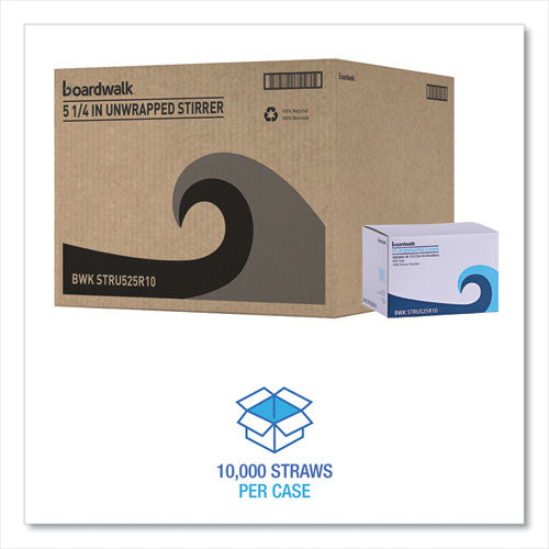 Image of Boardwalk® Single-Tube Stir-Straws,5.25", Polypropylene, Red, 1,000/pack, 10 Packs/carton