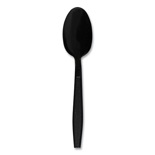Image of Boardwalk® Heavyweight Polypropylene Cutlery, Spoon, Plastic, Black, 1,000/Carton