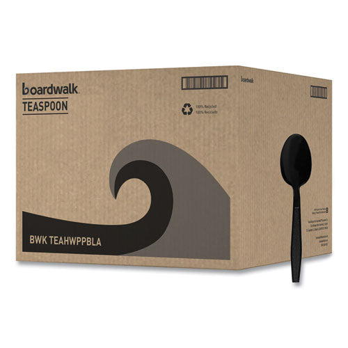 Image of Boardwalk® Heavyweight Polypropylene Cutlery, Spoon, Plastic, Black, 1,000/Carton