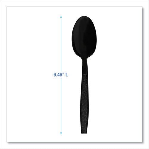 Image of Boardwalk® Heavyweight Polypropylene Cutlery, Spoon, Plastic, Black, 1,000/Carton