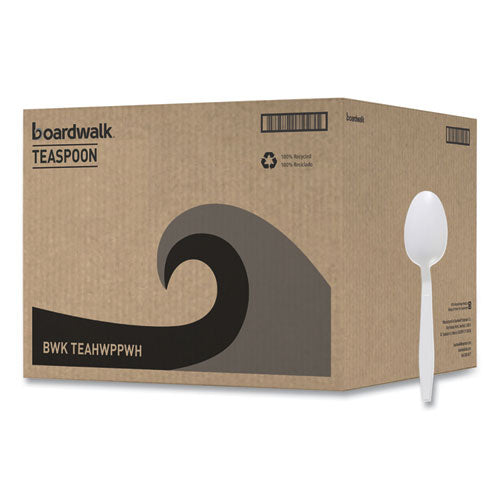 Image of Boardwalk® Heavyweight Polypropylene Cutlery, Spoon, Plastic, White, 1,000/Carton