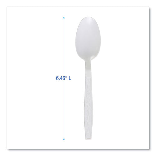 Image of Boardwalk® Heavyweight Polypropylene Cutlery, Spoon, Plastic, White, 1,000/Carton