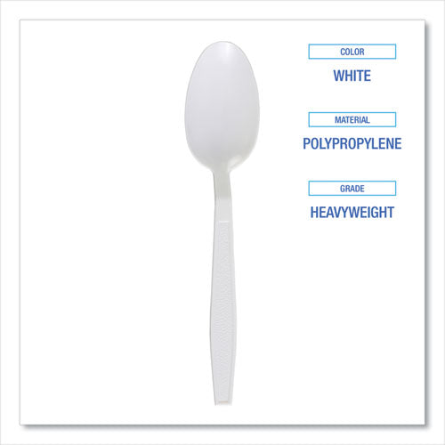 Image of Boardwalk® Heavyweight Polypropylene Cutlery, Spoon, Plastic, White, 1,000/Carton
