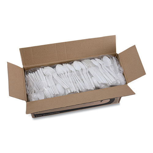 Image of Boardwalk® Heavyweight Polypropylene Cutlery, Spoon, Plastic, White, 1,000/Carton