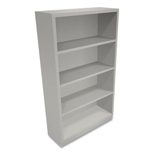 Image of HON® Metal Bookcase, Four-Shelf, 34.5w x 12.63d x 59h, Light Gray
