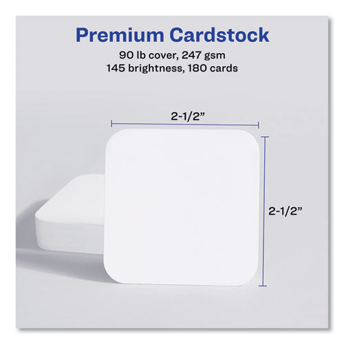 Image of Avery® Square Clean Edge Cards with Sure Feed Technology, Laser, 2.5 x 2.5, White, 180 Cards, 9 Cards/Sheet, 20 Sheets/Pack