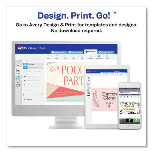 Image of Avery® Square Clean Edge Cards with Sure Feed Technology, Laser, 2.5 x 2.5, White, 180 Cards, 9 Cards/Sheet, 20 Sheets/Pack