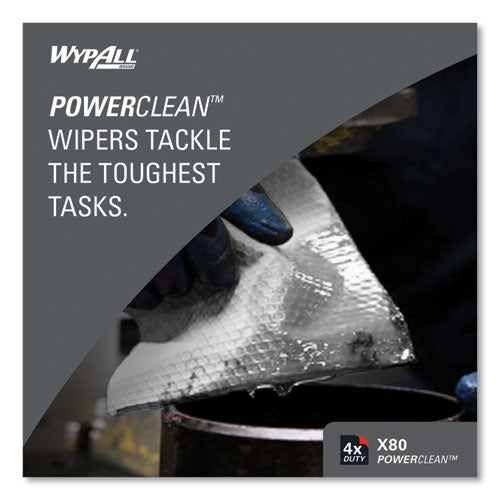 Image of WypAll® Power Clean X80 Heavy Duty Cloths, Jumbo Roll, 12.4 x 12.2, White, 475/Roll