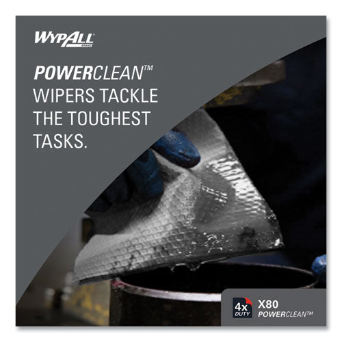 Image of WypAll® Power Clean X80 Heavy Duty Cloths, 1/4 Fold, 12.5 x 12, White, 50/Box, 4 Boxes/Carton
