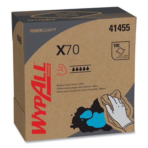 Image of WypAll® X70 Cloths, POP-UP Box, 9.13 x 16.8, White, 100/Box, 10 Boxes/Carton
