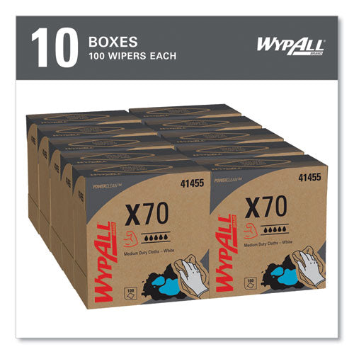 Image of WypAll® X70 Cloths, POP-UP Box, 9.13 x 16.8, White, 100/Box, 10 Boxes/Carton