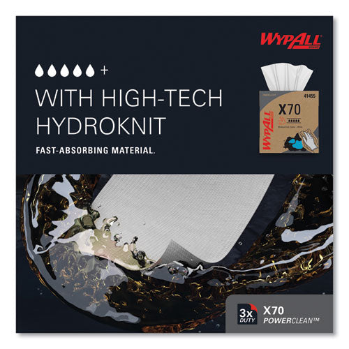 Image of WypAll® X70 Cloths, POP-UP Box, 9.13 x 16.8, White, 100/Box, 10 Boxes/Carton