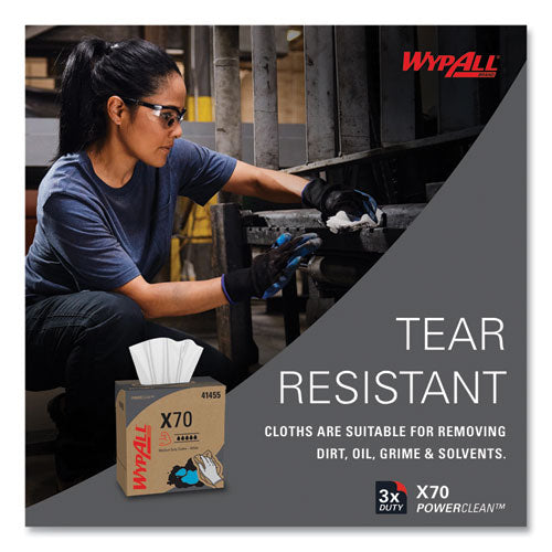 Image of WypAll® X70 Cloths, POP-UP Box, 9.13 x 16.8, White, 100/Box, 10 Boxes/Carton
