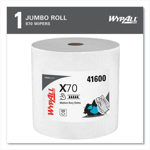 Image of WypAll® X70 Cloths, Jumbo Roll, Perf., 12.4 x 12.2, White, 870 Towels/Roll