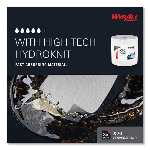 Image of WypAll® X70 Cloths, Jumbo Roll, Perf., 12.4 x 12.2, White, 870 Towels/Roll