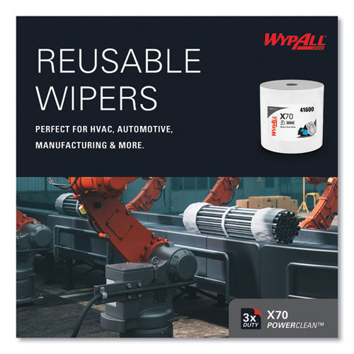 Image of WypAll® X70 Cloths, Jumbo Roll, Perf., 12.4 x 12.2, White, 870 Towels/Roll