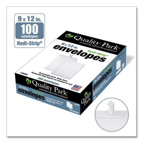 Image of Quality Park Redi-Strip Catalog Envelope, #10 1/2, Cheese Blade Flap, Redi-Strip Adhesive Closure, 9 x 12, White, 100/Box