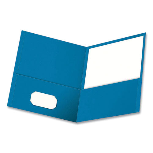 Image of Oxford Twin-Pocket Folder, Embossed Leather Grain Paper, 0.5" Capacity, 11 X 8.5, Light Blue, 25/box