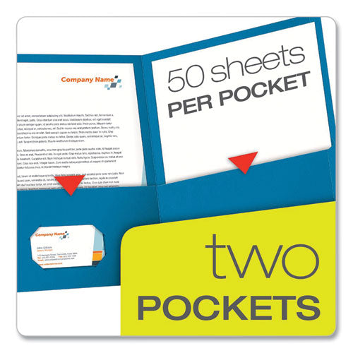 Image of Oxford Twin-Pocket Folder, Embossed Leather Grain Paper, 0.5" Capacity, 11 X 8.5, Light Blue, 25/box