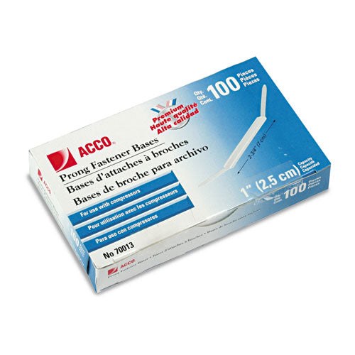 Image of ACCO Premium Two-Prong Fastener Bases, 1" Capacity, 2.75" Center to Center, Silver, 100/Box