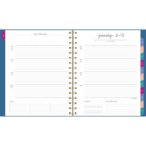 Image of AT-A-GLANCE® Harmony Weekly/Monthly Poly Planner, 8.88 x 7.69, Blue/Gold Cover, 13-Month (Jan to Jan): 2025 to 2026