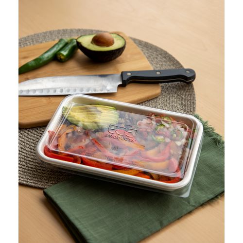 Image of Eco-Products® Worldview 100% Recycled Content Lid, 10.82 x 10.71 x 1.83, Clear, Plastic, 200/Carton