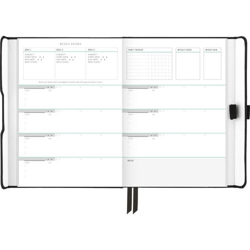 Image of AT-A-GLANCE® Foundation Undated Weekly/Monthly Planner, 8.5" x 6.75", Black Cover, 12-Month: Undated